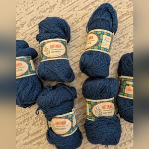 6 VTG Unger BRITANIA 100% Shetland Type WOOL YARN~Blue , 1 6/10 Oz, Kobalt- SALE